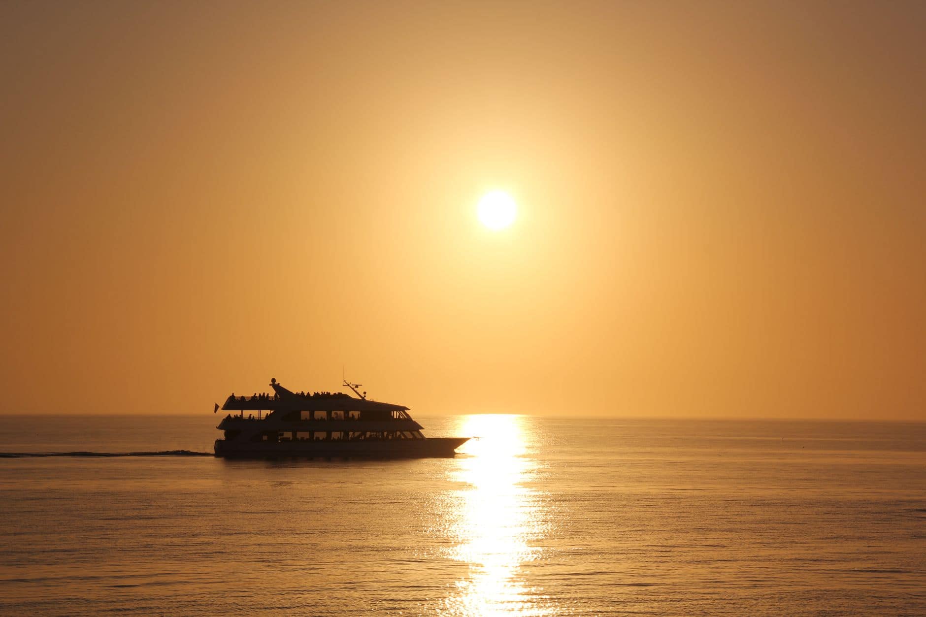 Sunset cruise on the ocean off the Bali coast